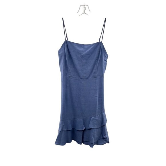 Lush Women's Square Neck Sheath Dress Blue Violet Size Medium Ruffle Hem - Picture 1 of 9